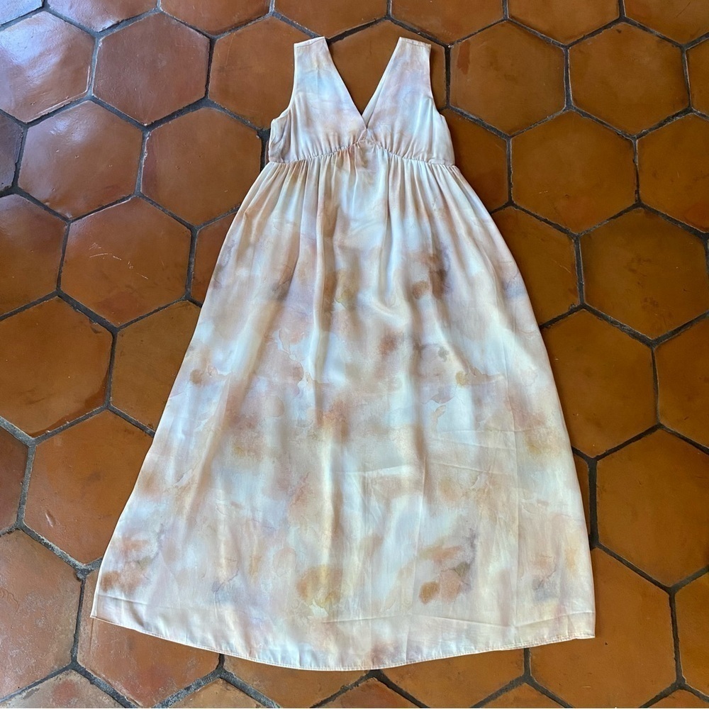 NEW H&M Women’s Watercolor Floor Length V Neck Sleeveless Dress Medium M NWT